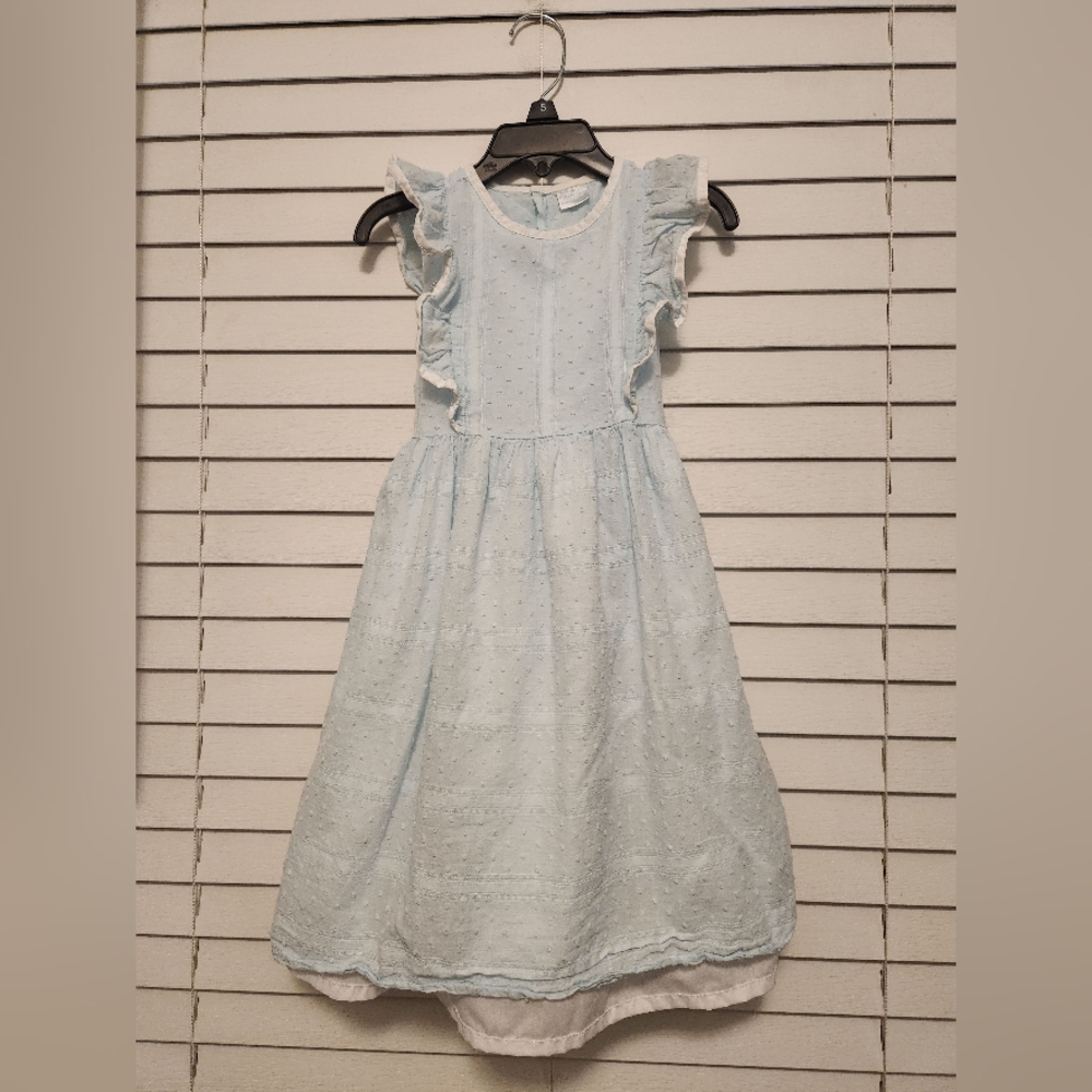 Edgehill Collection Light Blue Swiss Dot A-line Dress Size 5